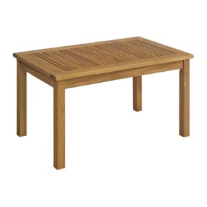 okemo outdoor coffee table - weather-resistant acacia wood slotted table - outdoor furniture for patio, porch, deck, or poolside