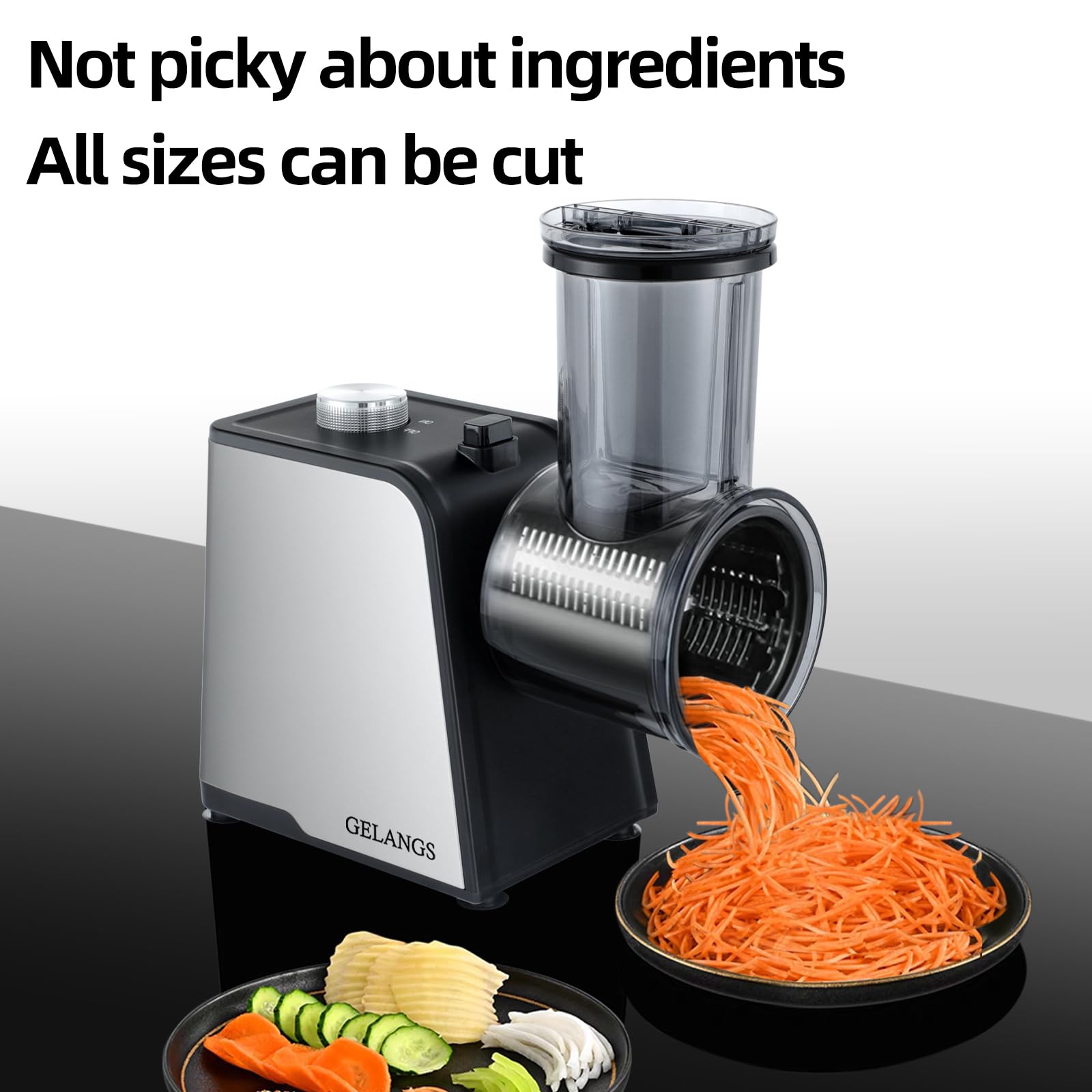 5 In 1 Electric vegetable slicer，300W Electric Cheese Grater Salad Shooter, One-Touch Easy Control, Electric Grater for Vegetables, Cheeses and NutsFor Home Kitchen