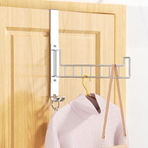 over the door hooks hanger, wall mounted drying rack clothing, rotatable 180° stainless steel door coat hanger for clothes, coats&towels, over the door drying rack for laundry rooms, bedroom, bathroom