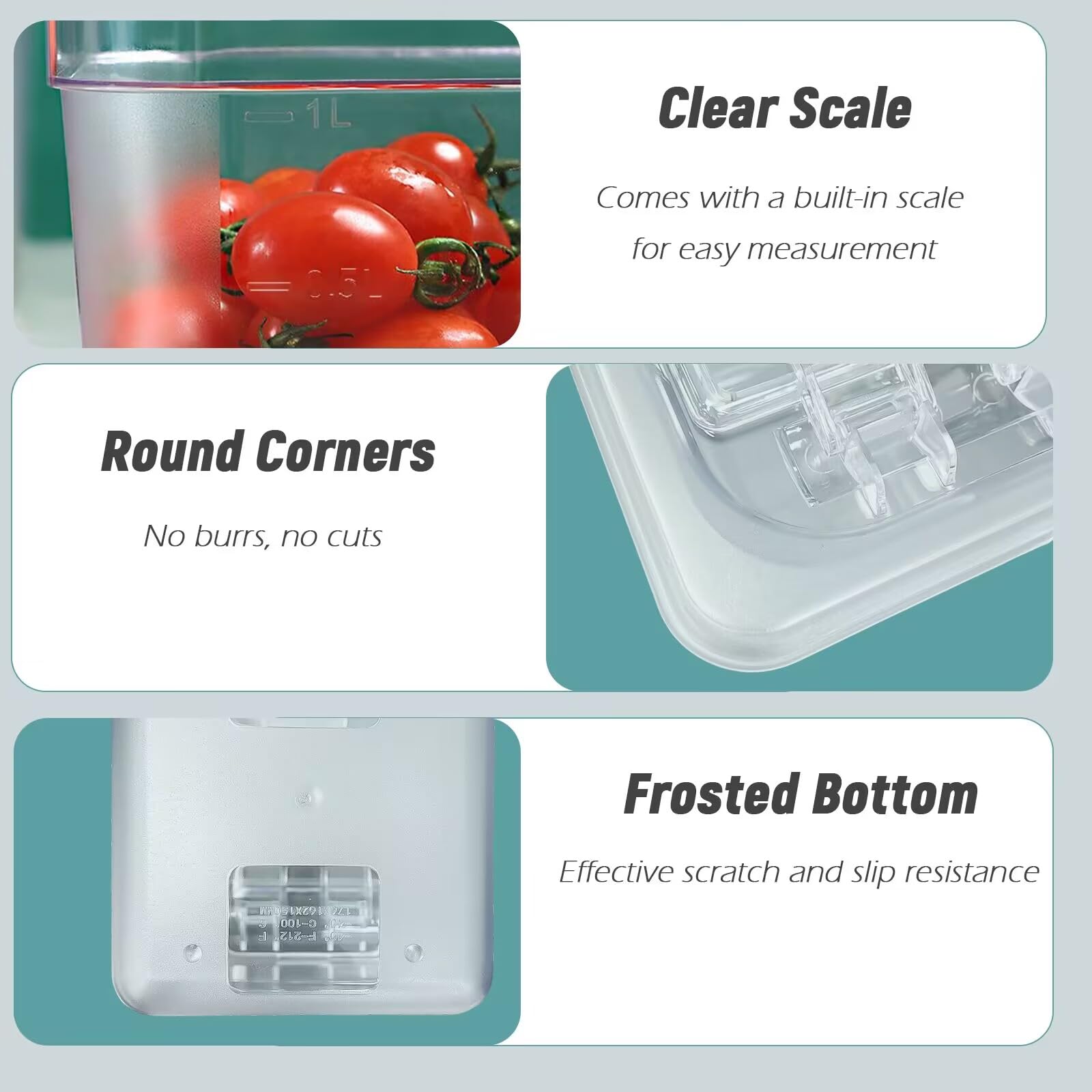 4 Pack Plastic Food Pan with Lid Deep Clear Plastic Food Pan Commercial Hotel Clear Food Storage Containers Polycarbonate Restaurant Storage Container Pans for Fruits Vegetables Beans Corns