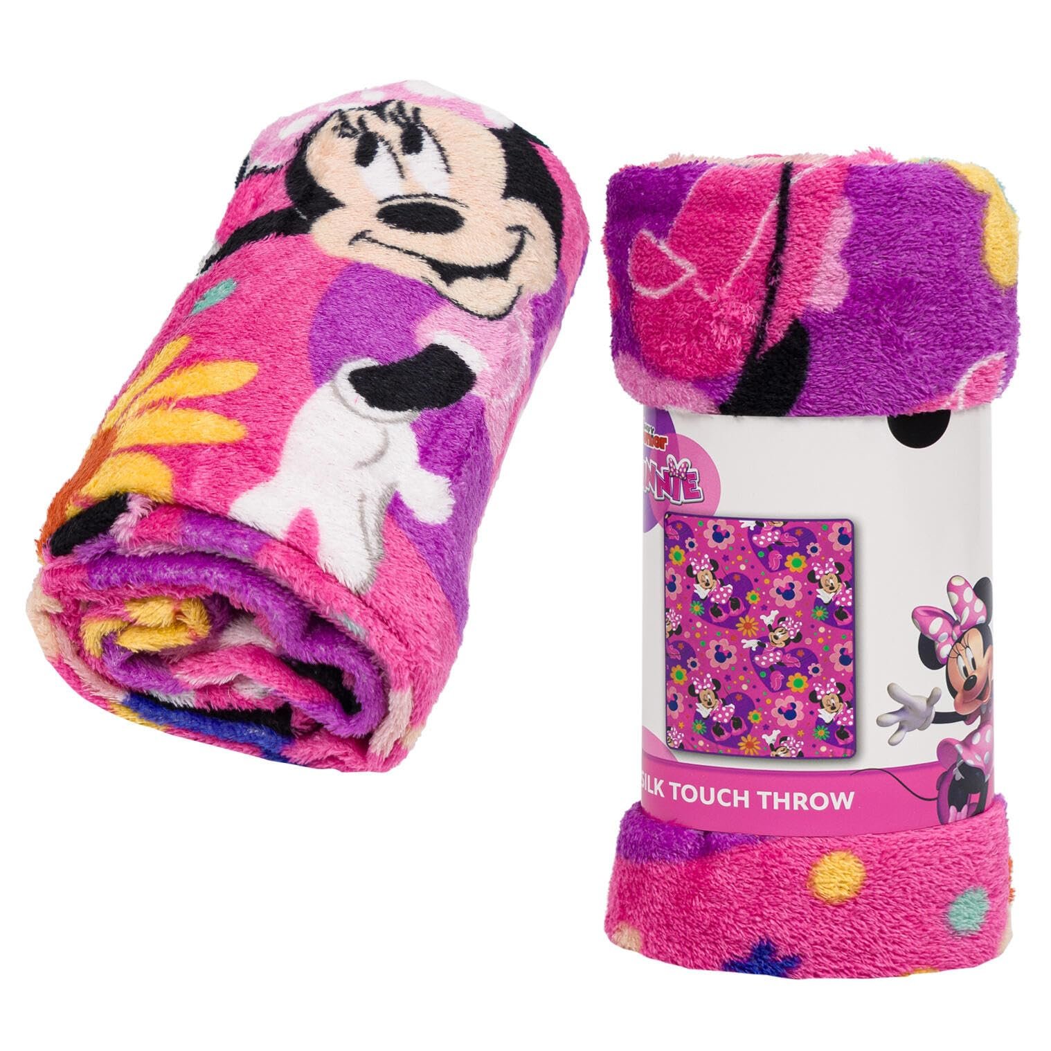 Northwest Disney Minnie Mouse Silk Throw Blanket 40"" x 50"", Single, Pink, 91907