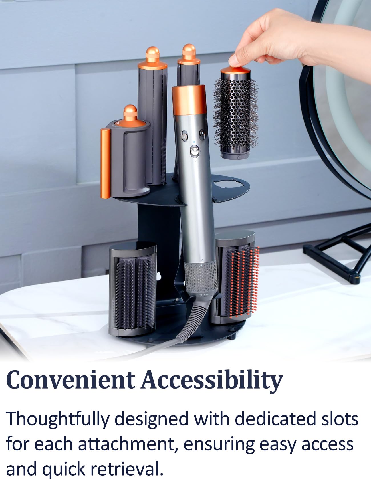 Nekuma Curling Iron Holder Attachments Compatible with Dyson Airwrap Organizer Stand on Desktop, Hair Wrap Storage Rack Accessories Wall Mounted for home/Bathroom