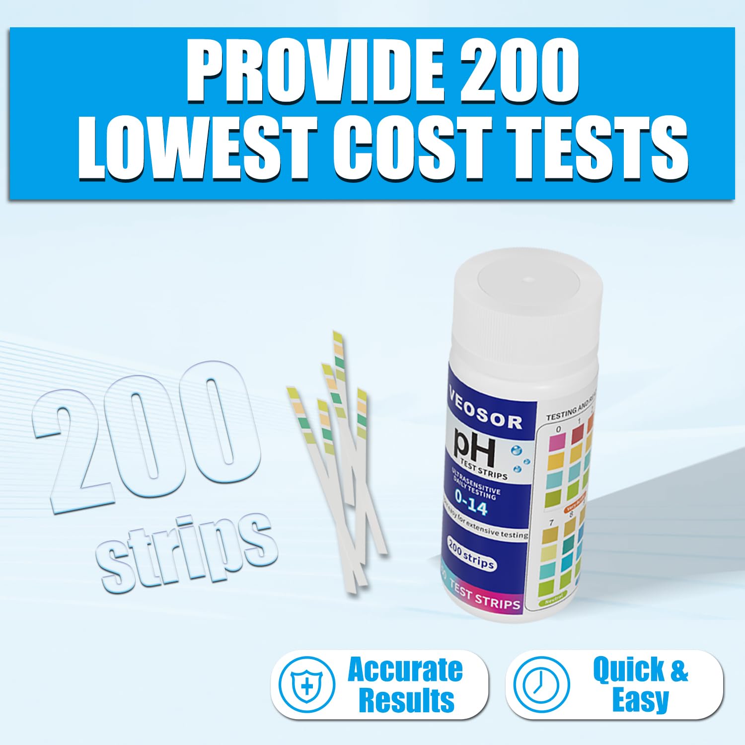 PH Test Strips 0-14, 200 Strips Universal Litmus Papers PH Test Strips for Urine & Saliva & Water & Food, Quickly Test Alkalinity and Acidity Levels, Get Highly Accurate Results in Seconds