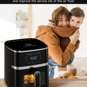 Kitchen Elite Air Fryer Oven 5.28 Qt, 7-in-1 Digital Display Compact Cooker with Easy View Windows，Space-saving, Nonstick and Dishwasher Safe Basket, Black