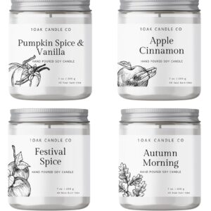 1OAK Fall Candles Set of 4 Pack - Fall Candle Pack - Autumn Candle Set - Fall Scented Candles - Fall Bulk Gifts - Fall Gift Set - Fall Soy Candles - Autumn Gifts - Fall Gifts for Women