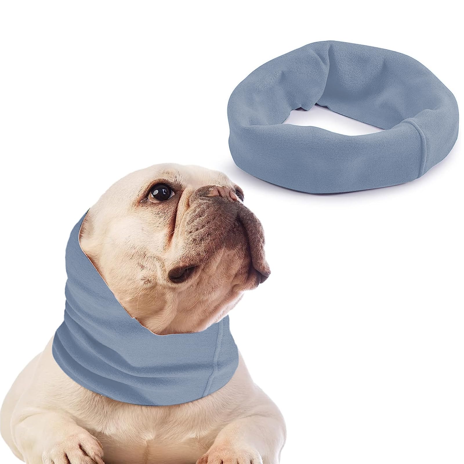 Furryilla Dog Ear Muffs with Noise Protection Breathable Calming Band for Dogs & Cats Head Wrap with Anxiety Relief (Blue, Small)