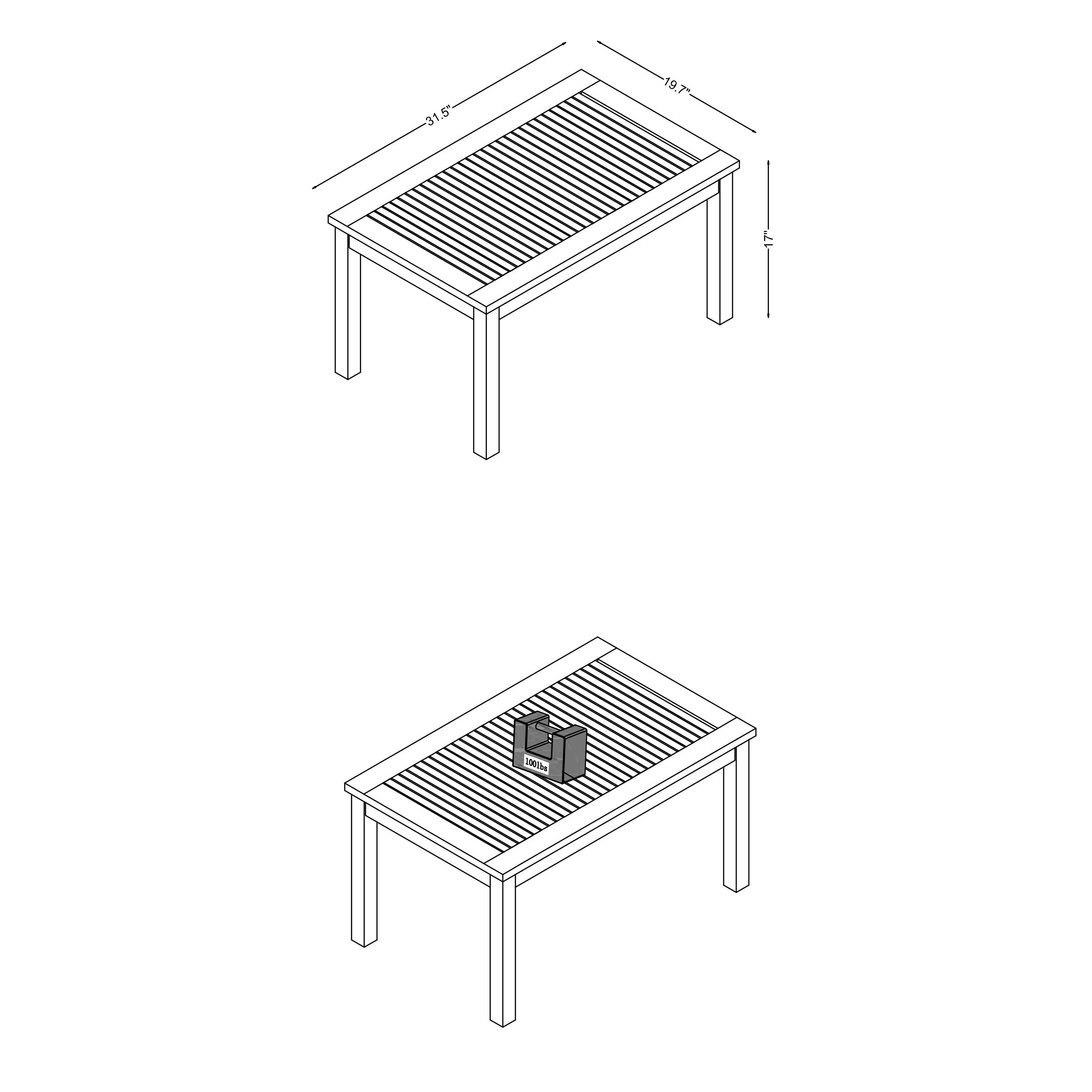 Okemo Outdoor Coffee Table - Weather-Resistant Acacia Wood Slotted Table - Outdoor Furniture for Patio, Porch, Deck, or Poolside