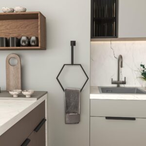 Unique Hexagonal Towel Rack Wall Mounted for Bathroom, Metal Hexagonal Towel Holder, Modern Hand Towel Ring, Elegant Bathroom Decor, Space-Saving Towel Hanger, Kitchen Towel Rack