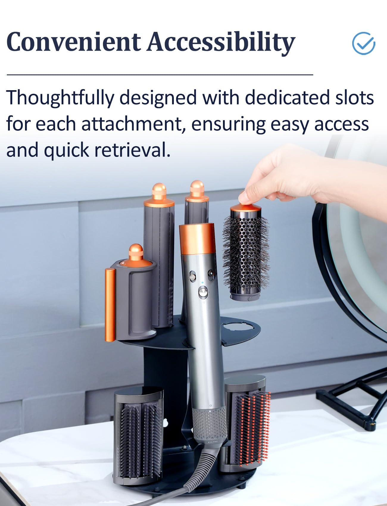 Curling Iron Storage Holder Attachments Compatible with Dyson Airwrap Organizer Wall Mounted Stand, Hair Wrap Rack on Desktop Accessories for Home/Bathroom