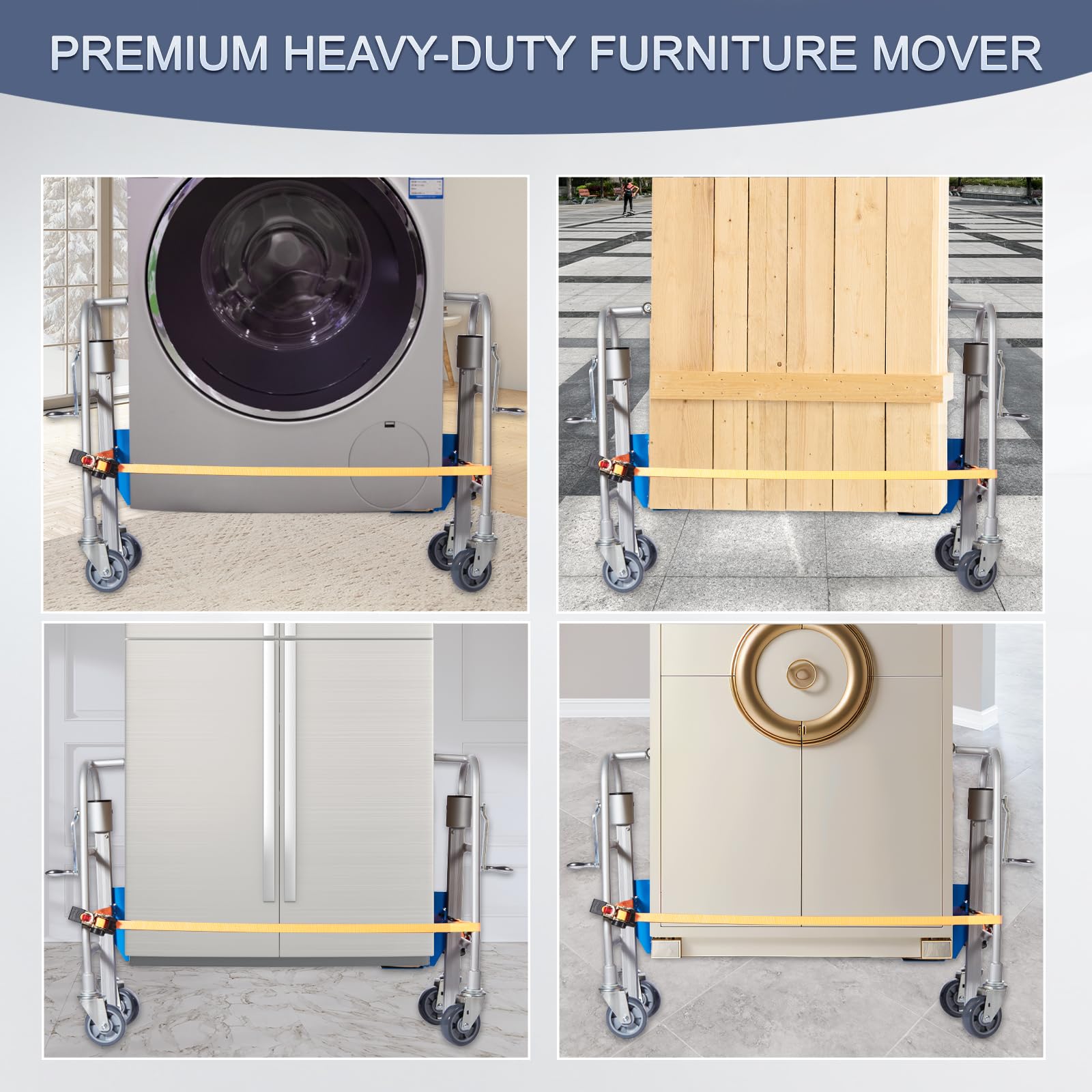 Amarite Furniture and Crate Mover, Mechanical Equipment Moving Dolly 1210lbs Capacity,Used for Safely Transporting Cabinets, Furniture, and Crates - Sold in Pairs