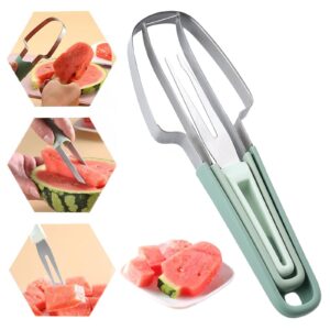 3-in-1 watermelon cutter slicer tool, watermelon stainless steel fork slicer set, portability multifunctional handheld fruit fork for home camping kitchen gadgets