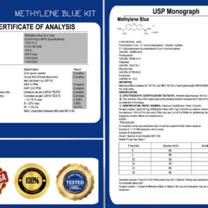 HXOGYUB Methylene Blue Powder Kit, 8 Gram, Third-Party Tested 99+%, USP Grade Compliant, Brain Health Dietary Supplement for Humans, No Formaldehyde, Including Measuring Cups and Funnel