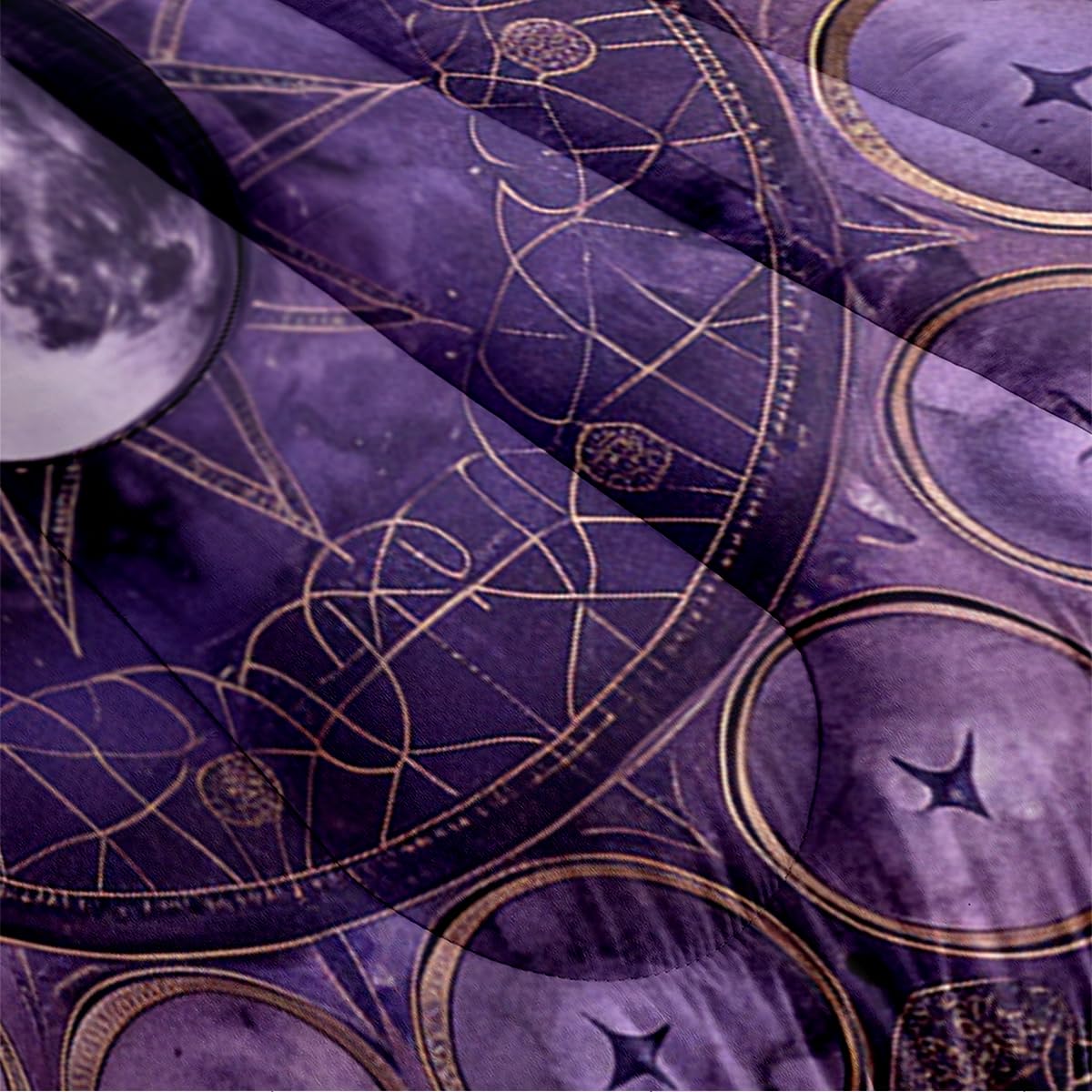 CCoutueChen Sun and Moon Comforter Set Twin Size Boho Purple Constellation Bedding Set Mystery Celestial Art Bedding Comforters Soft Down Alternative Comforter Sets with 1 Pillowcase