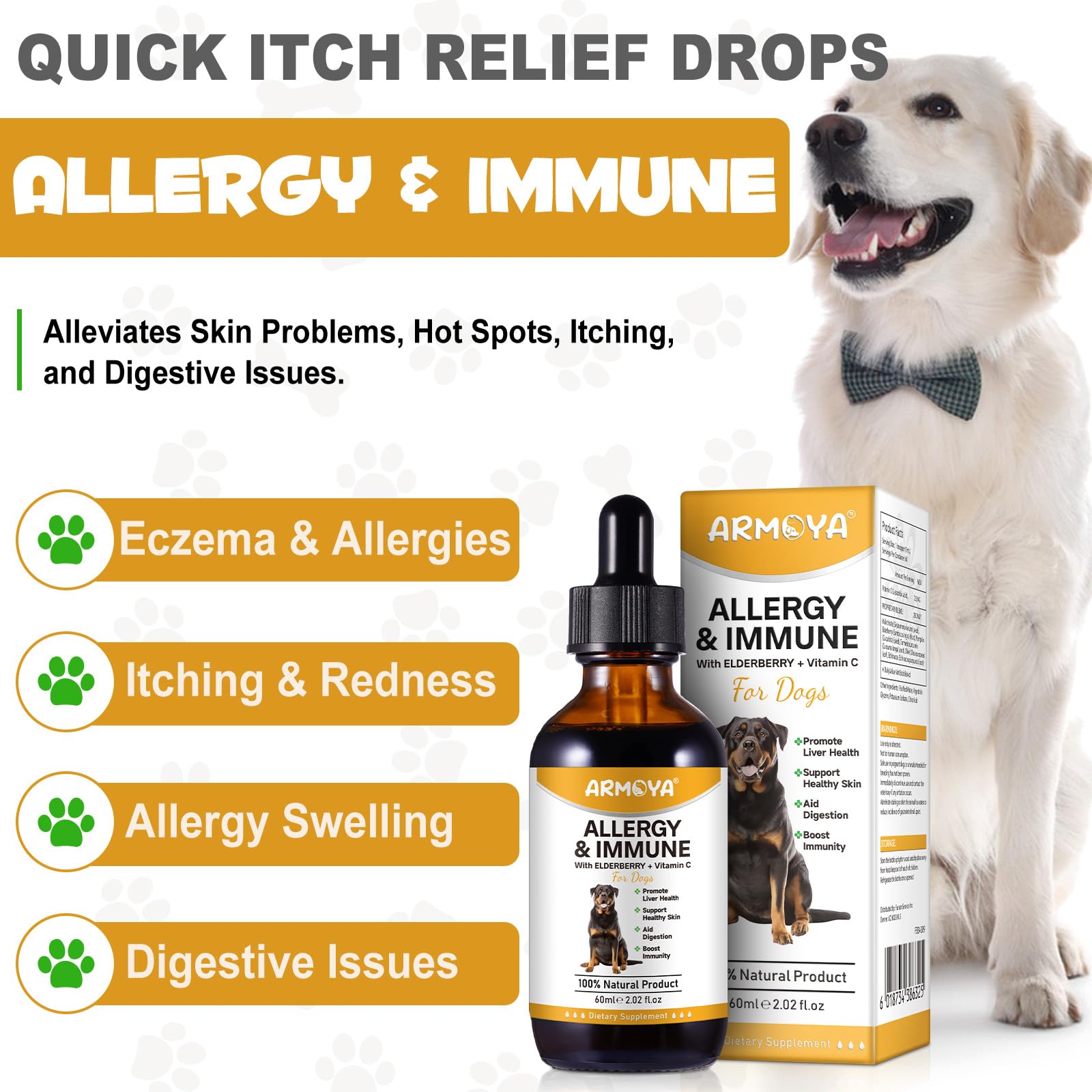 Allergy Relief Drops for Dogs - Allergy and Immune - Immune Support Supplement - Dog Supplement - Natural Pet Supplement for Dog Allergy Relief with Turmeric & Milk Thistle