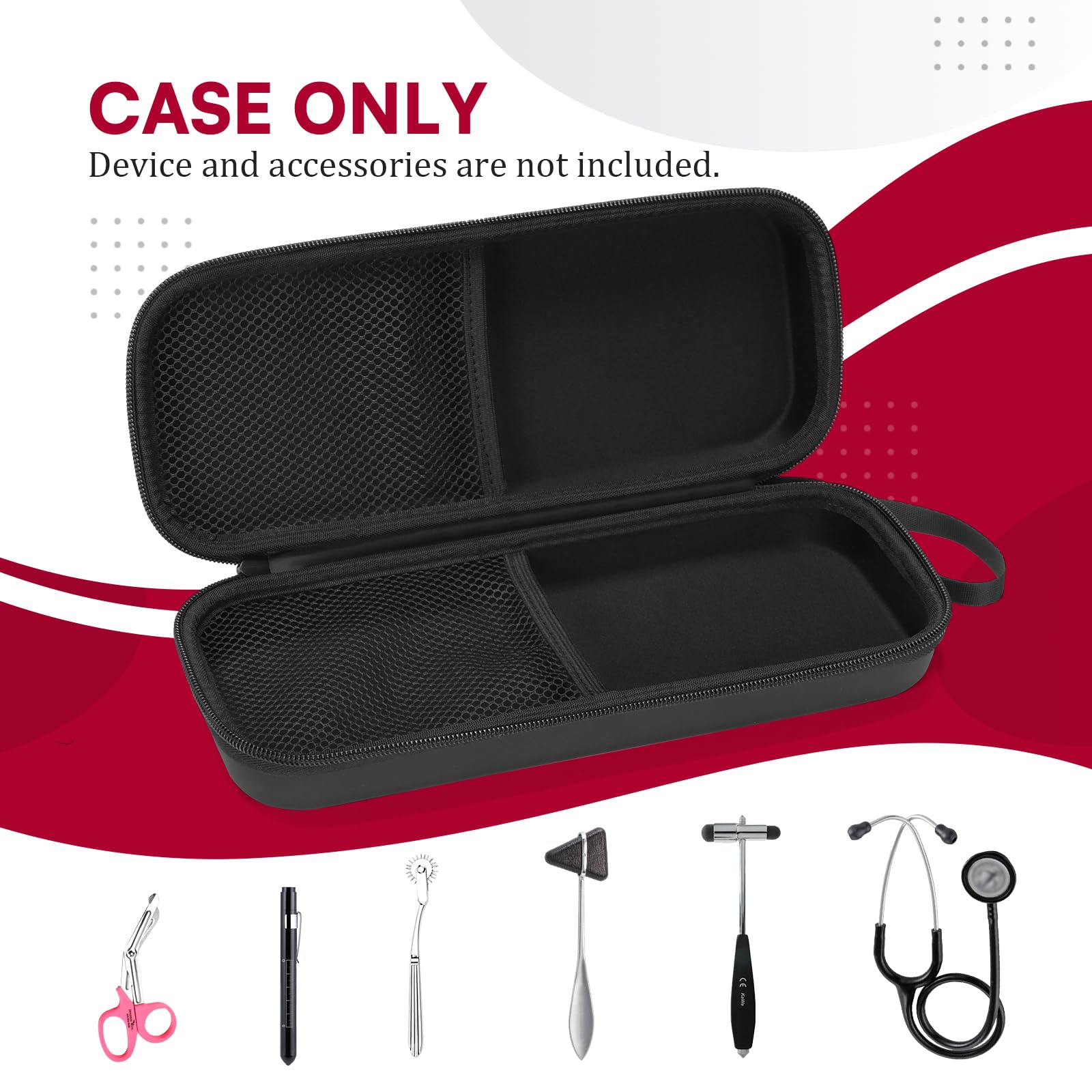 Stethoscope Case Compatible with 3M Cardiology III/Lightweight II S.E/Cardiology IV Diagnostic/MDF Acoustica Stethoscope with Mesh Pocket for Doctor &Nurse Accessories, Black(Case Only)