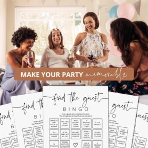 Find The Guest Bingo Game Cards, Baby Shower Bingo Game, Bridal Shower Games, Wedding Bingo, 50 Unique Cards, Minimalist