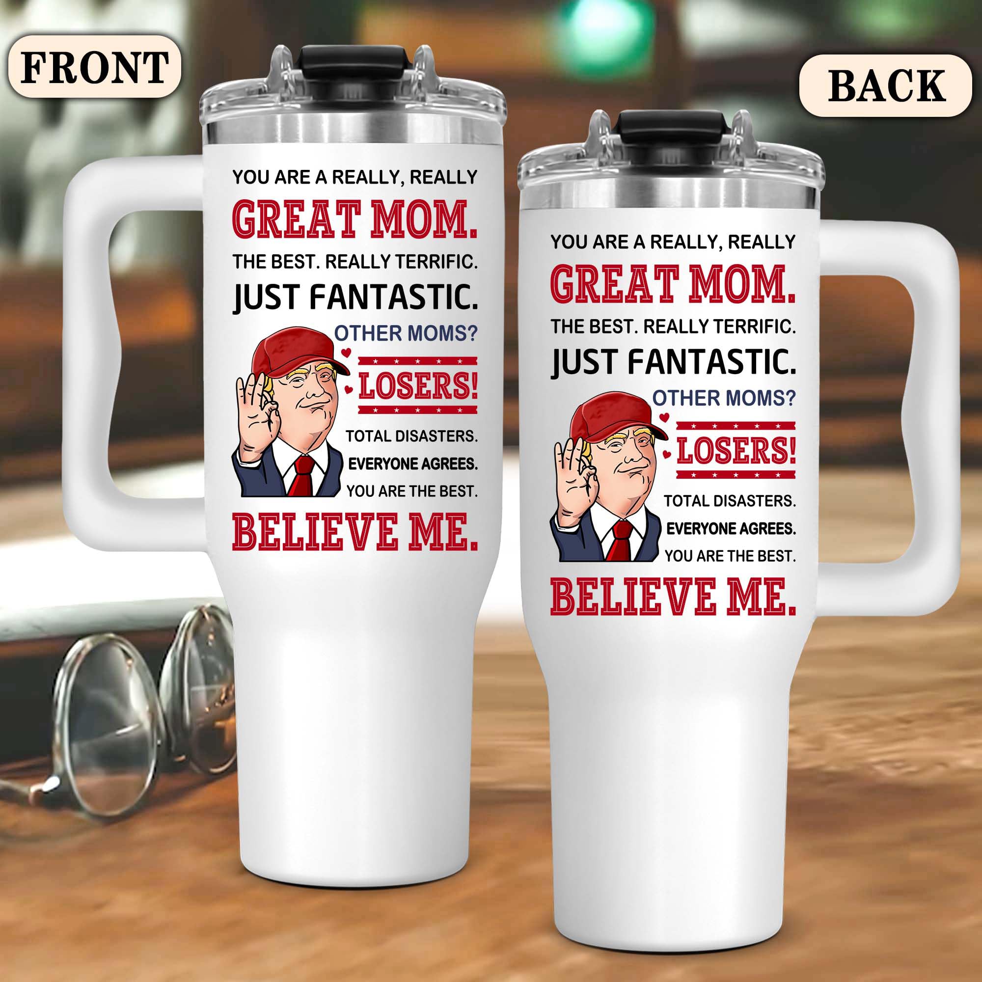 LOTWATEGO Mom Gifts - Christmas Gifts For Mom - Mothers Day Mug - Mother Mug Gifts for Mom from Daughter Son - Mom Birthday Gifts - New Mom Gifts for Women - You're A Great Mom Tumbler With Handle