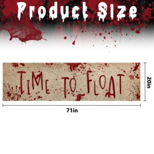 Watayo 71" x 20" Halloween Bloody Banner Yard Sign- Burlap Horror Time To Float Banner- Scary Halloween Banner Backdrop Decoration for Haunted House Yard Outdoor Fence Garden Parties Decor