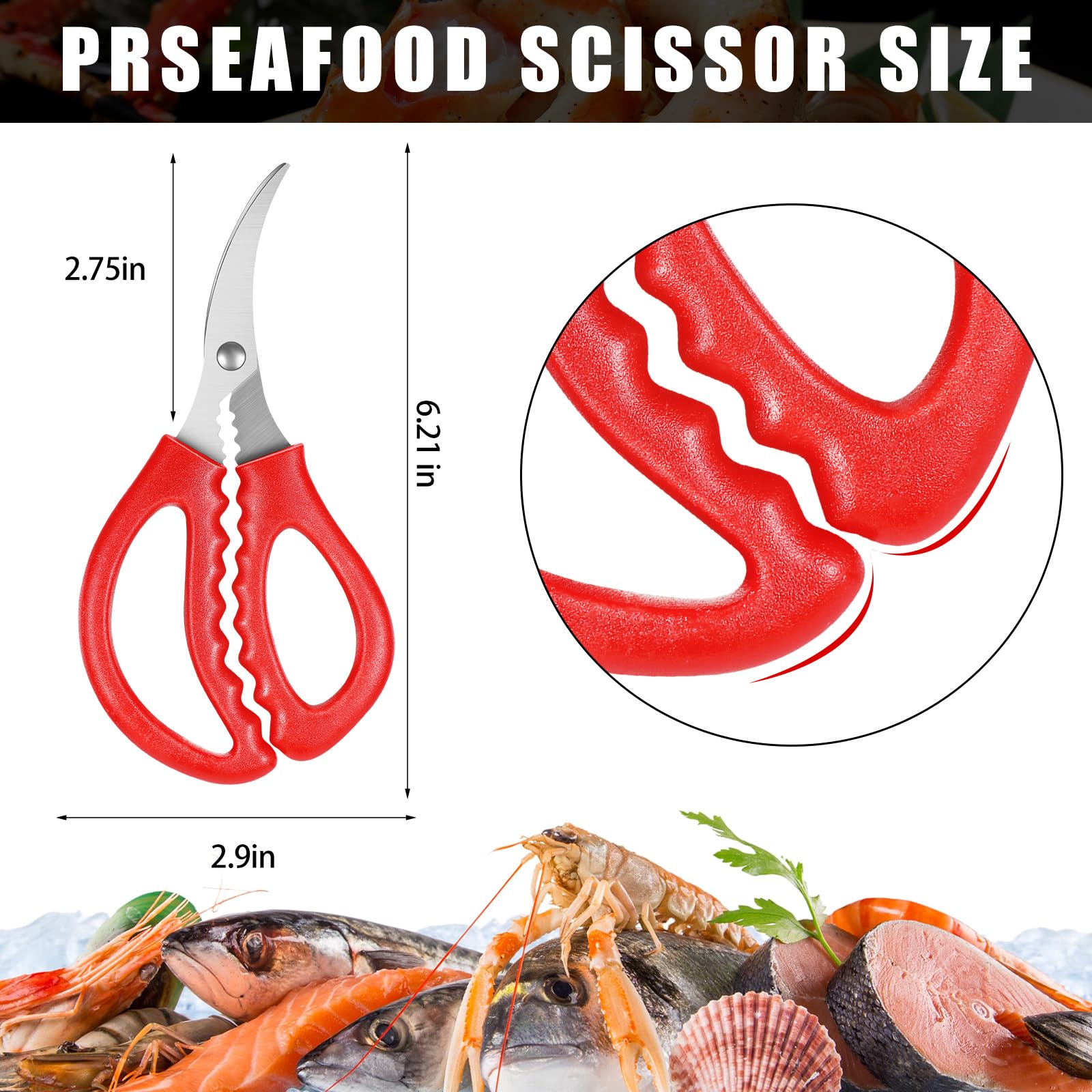 Gisafai 30 Pcs Kitchen Seafood Scissors for Crab Bulk, Red Leg Scissors Multifunctional Stainless Steel Shears Crab Leg Crackers Fish Crab Shrimp Lobster Scissors for Kitchen Seafood Peeling Tools