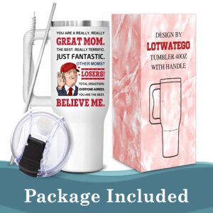 LOTWATEGO Mom Gifts - Christmas Gifts For Mom - Mothers Day Mug - Mother Mug Gifts for Mom from Daughter Son - Mom Birthday Gifts - New Mom Gifts for Women - You're A Great Mom Tumbler With Handle