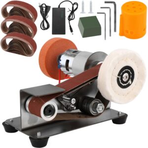 mornajina mini belt sander for knife making, 15 degree electric power bench belt sanders, 7 adjustable speed knife sharpener knife polishing kit for diy metal woodworking knife making