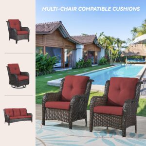 Bellefurn Patio Furniture Cushions Deep Seat Cushion & Back Cushion Replacement Thickened Cushions Water Resistant Cushions for Patio Chair Sofa Couch Outdoor Cushions 22.4in, Red(2 Set)