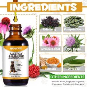 Allergy Relief Drops for Dogs - Allergy and Immune - Immune Support Supplement - Dog Supplement - Natural Pet Supplement for Dog Allergy Relief with Turmeric & Milk Thistle