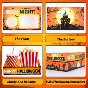 QOUBAI 32Pcs Halloween Party Supplies Movie Night Paper Snacks Boxes Halloween Movie Theater Snack Tray Party Decorations Movie Popcorn Drink Holder Set for Halloween Birthday Trick or Treat Party