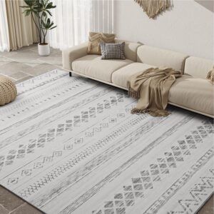 amoami 5x7 area rugs for living room rug, soft boho machine washable rugs for bedroom rug non slip large living room carpet modern grey distressed neutral rugs for playroom office dining room rug