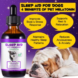 Sleep Aid for Dogs, 60ml Dog Melatonin Drops Supports Dog Sleep, Dog Anxiety Relief, Calming Dogs & Regulates Sleep Patterns - Pet Supplements for Dogs Liquid Vitamins, Bacon Flavour - 2 Fl Oz