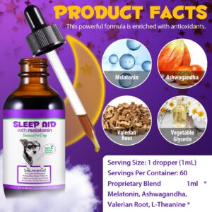 Sleep Aid for Dogs, 60ml Dog Melatonin Drops Supports Dog Sleep, Dog Anxiety Relief, Calming Dogs & Regulates Sleep Patterns - Pet Supplements for Dogs Liquid Vitamins, Bacon Flavour - 2 Fl Oz