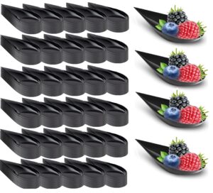 lsr loreso 240 count tear drop appetizer plastic spoons, black for serving desserts, cakes, hors d'oeuvres, small portion tasting, reusable - black 240ct