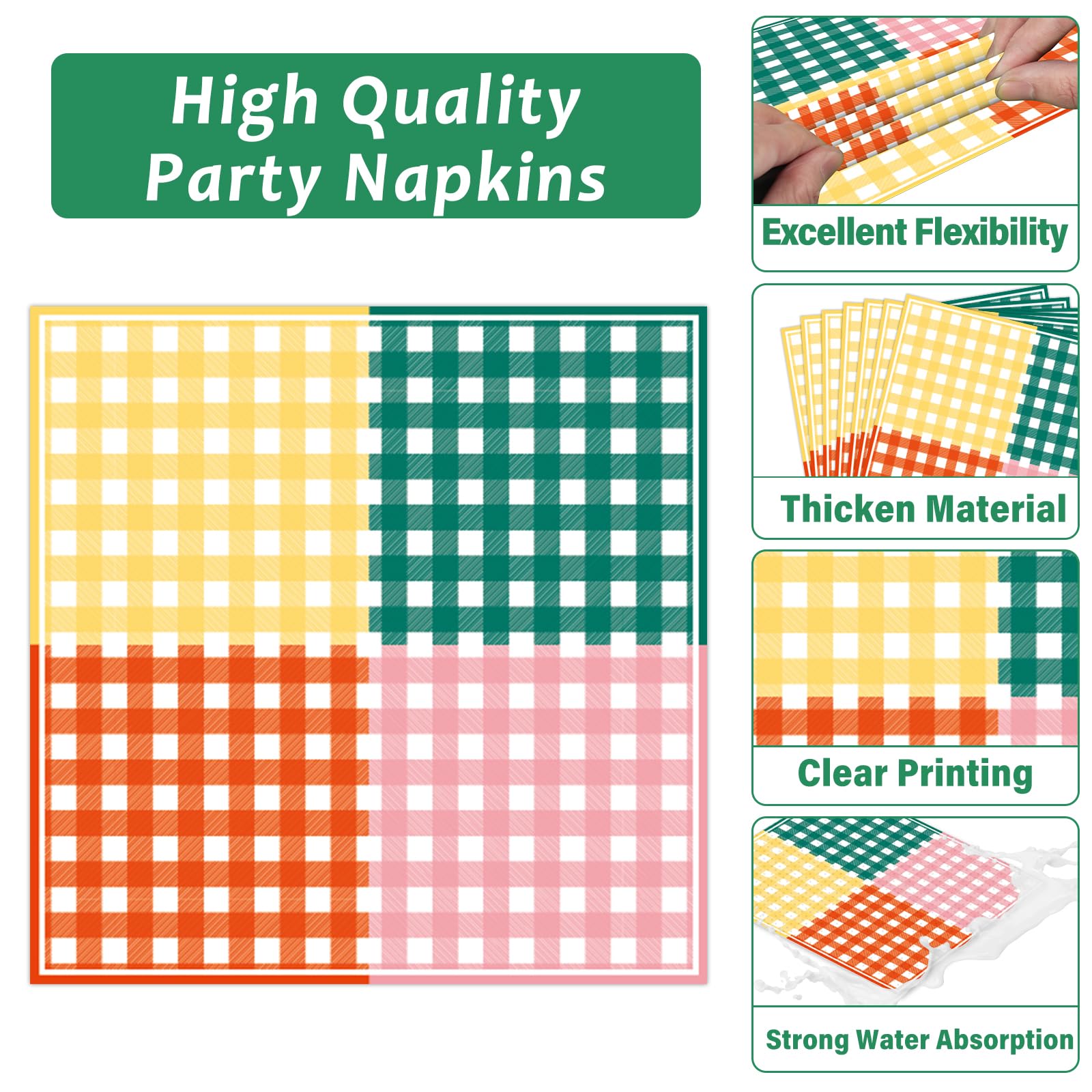 Lonfliness 96 Pcs Camp Gingham Paper Plates and Napkins Gingham Checkered Bachelorette Party Supplies Gingham Birthday Tableware Set Plaid Camping Themed Summer Party Favors Baby Bridal Shower Decor