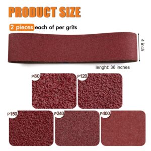 4 x 36 Inch Sanding Belts, (80/120/150/240/400 Grit) 10 PCS Aluminum Oxide Belt Sander Paper and 12 PCS 6”PSA Self Adhesive Sticky Back Sanding Discs for Power Combination Disc & Belt Sanders