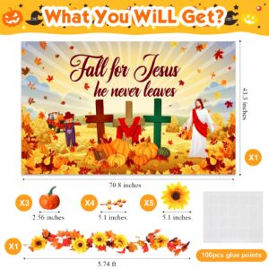 Tiamon Halloween Trunk or Treat Car Decoration Kit, Fall for Jesus Backdrop Thanksgiving Archway Garage Decorations Christian Bible Religions Banner Autumn Harvest Fall Car Decor Supplies