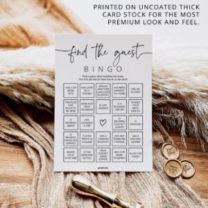 Find The Guest Bingo Game Cards, Baby Shower Bingo Game, Bridal Shower Games, Wedding Bingo, 50 Unique Cards, Minimalist