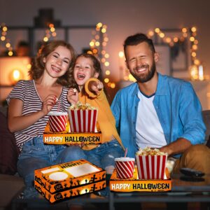 QOUBAI 32Pcs Halloween Party Supplies Movie Night Paper Snacks Boxes Halloween Movie Theater Snack Tray Party Decorations Movie Popcorn Drink Holder Set for Halloween Birthday Trick or Treat Party