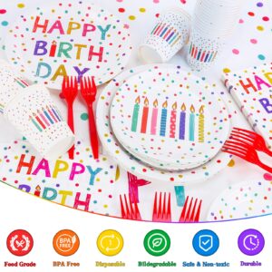 Birthday Party Decorations, 138Pcs Polka Dots Happy Birthday Party Supplies-Serves 24 with Birthday Plates and Napkins Birthday Banner Tablecloth for Boys Girls Birthday Party Decorations