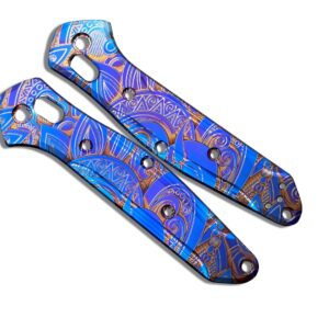 Flamed SUNRISE heat ano engraved Titanium Scales for Benchmade 940 Osborne