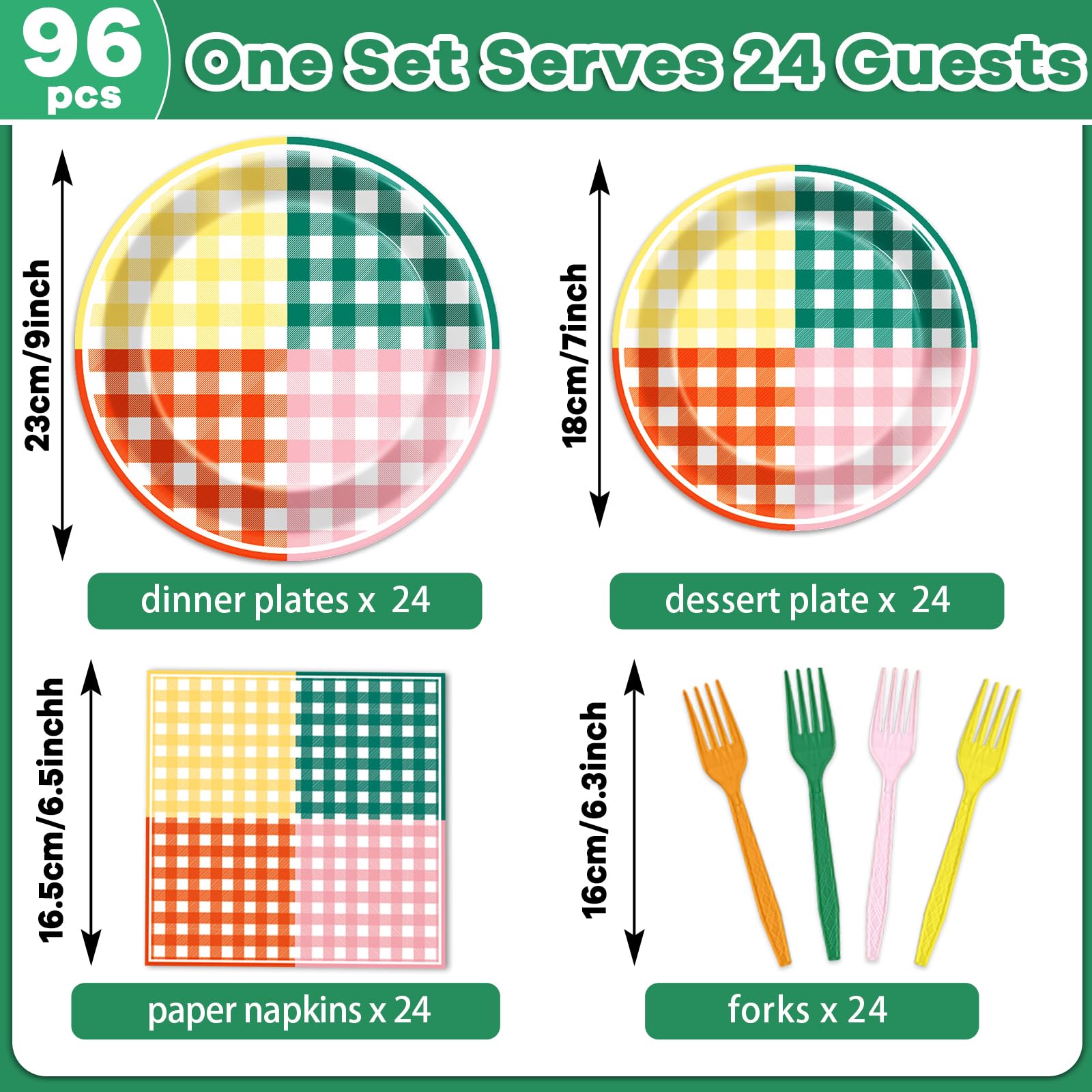 Lonfliness 96 Pcs Camp Gingham Paper Plates and Napkins Gingham Checkered Bachelorette Party Supplies Gingham Birthday Tableware Set Plaid Camping Themed Summer Party Favors Baby Bridal Shower Decor