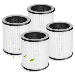 4 pack tplmb p60 air purifier replacement filters,three-in-one nylon pre-filter,true hepa filter,high-efficiency carbon filter,p60-rf (white)