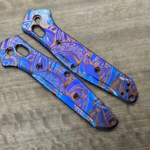 Flamed SUNRISE heat ano engraved Titanium Scales for Benchmade 940 Osborne