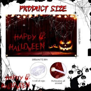 KJQJLY Happy Halloween Banner Large 72x44 Inch Pumpkin Happy Halloween Backdrop for Halloween Party Decorations Photo Booth Background Scary Halloween Backdrops for Photography