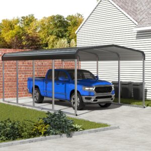 betterhood 12x20 ftheavy duty metal carport with galvanized steel roof and metal carport kits, outdoor carport canopy enhanced base, multi-purpose extra large car shelter for car, suv, truck and boat