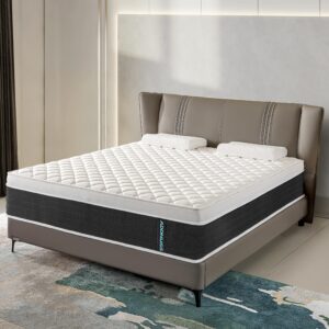 ADDNUSS King Size Mattresses,14 Inch Hybrid King Mattress in a Box, Gel Memory Foam and Pocket Coils Innerpring Mattresses for Pressure Relief,Medium Plush,Motion Isolation,CertiPUR-US.