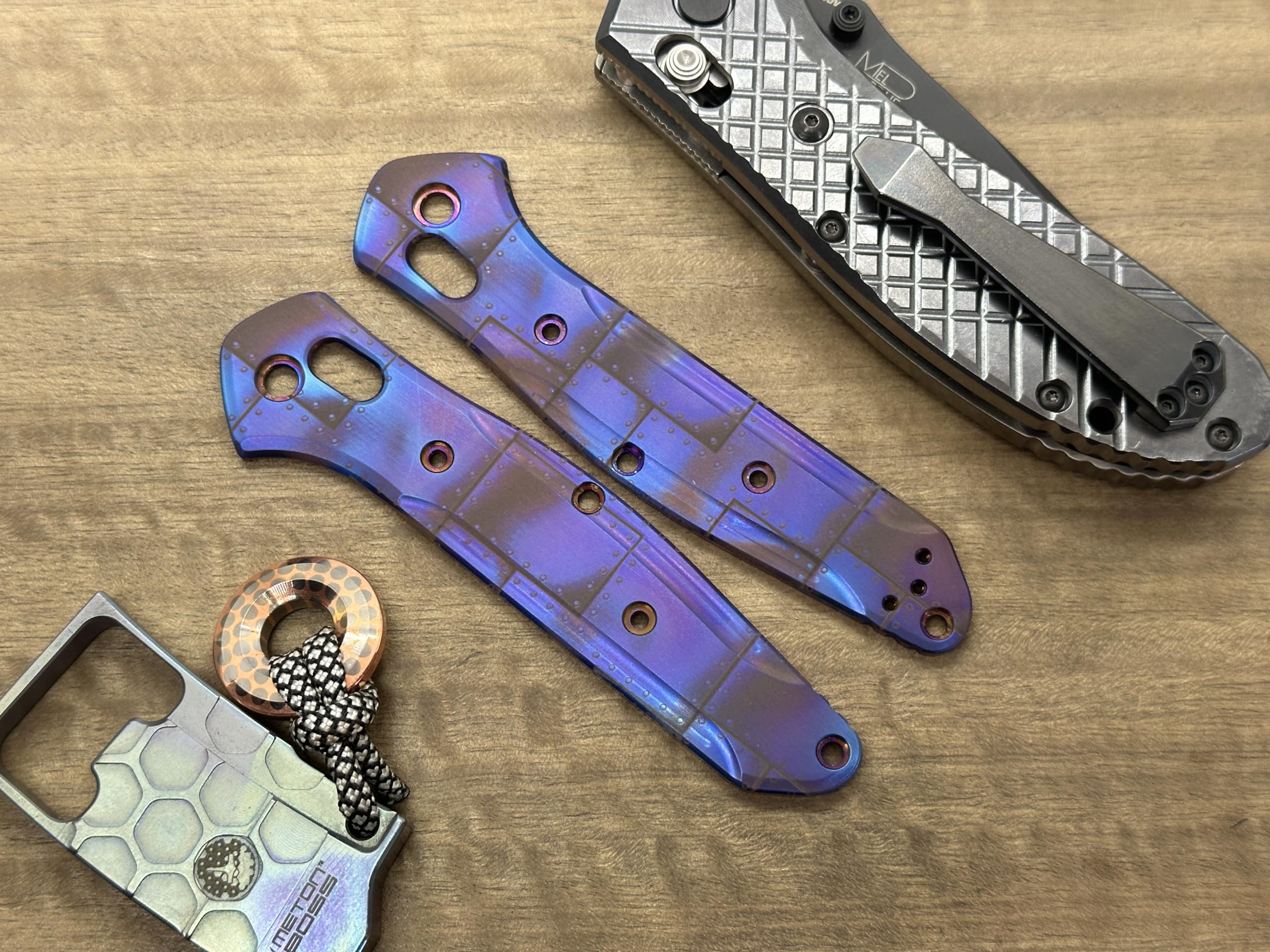 Flamed RIVETED AIRPLANE Titanium Scales for Benchmade 940 Osborne