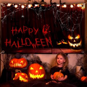 KJQJLY Happy Halloween Banner Large 72x44 Inch Pumpkin Happy Halloween Backdrop for Halloween Party Decorations Photo Booth Background Scary Halloween Backdrops for Photography