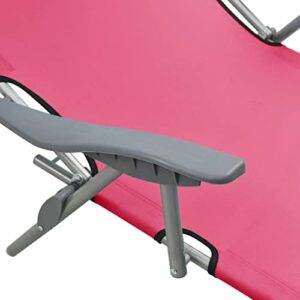 KCCLVER Sun Lounger with Canopy Steel Pink,Premium Patio Sun Lounger with Canopy for Ultimate Relaxation Outdoor Furniture, Sun Loungers