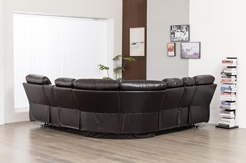 Kingway Inc Rexon Power Recliner Sectional Living Room Sofa Set with speaker,LED and USB port, Brown