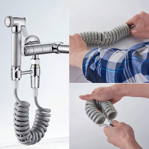 Spring Flexible Shower Hose, ABS Bidet Spring Hose Flexible Shower Tube for Water Plumbing Toilet Bidet Sprayer Gun Bathroom (Gray)